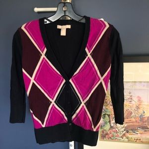 Banana Republic Blue and Pink Diamond Cardigan